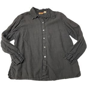 Vintage SAGUARO Linen Button Down Shirt Black Size XL